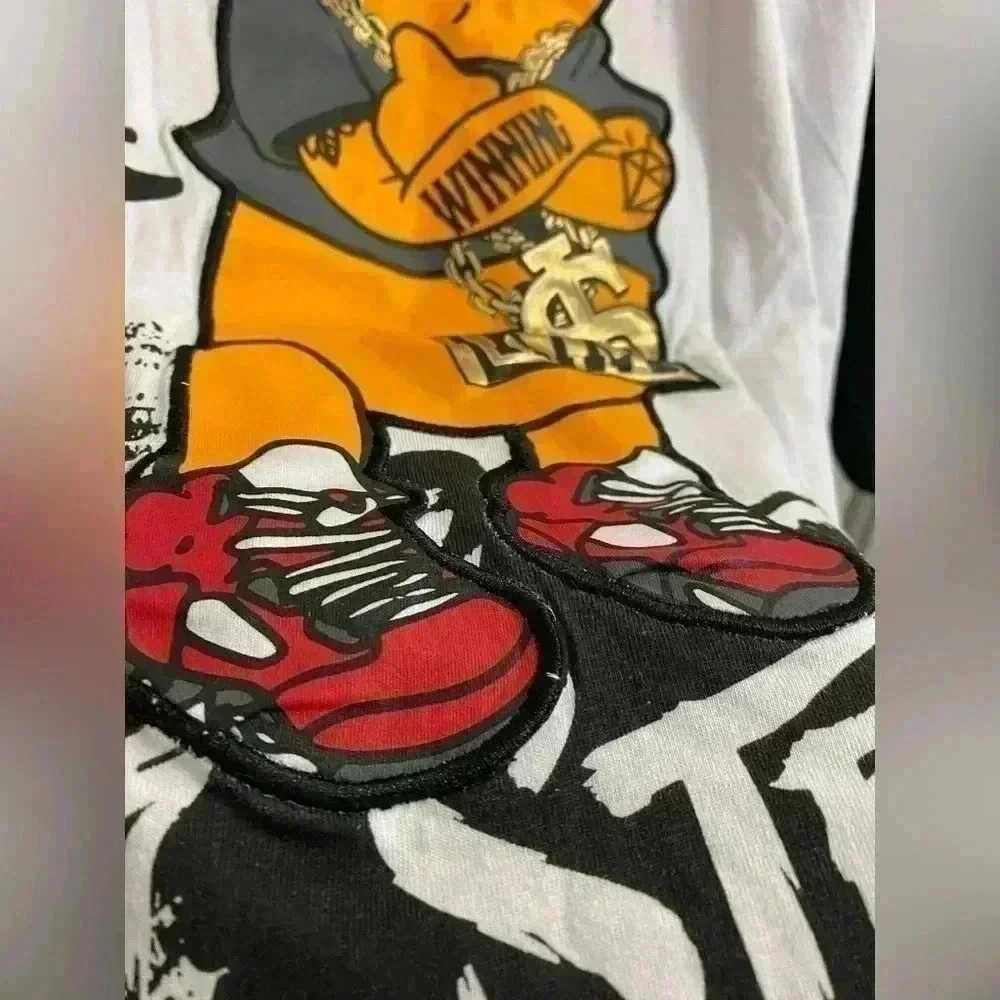 SWITCH  men's T-Shirt King of the Street Winnie the Pooh 3XL cotton‎ gangster